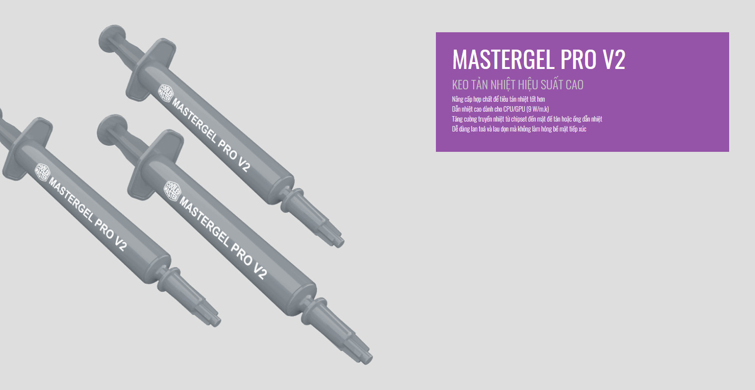 Keo Tản Nhiệt Cooler Master MasterGel Pro V2 4Gam đem lại hiệu suất cao với hợp chất được nâng cấp để tăng cường khả năng truyền dẫn nhiệt