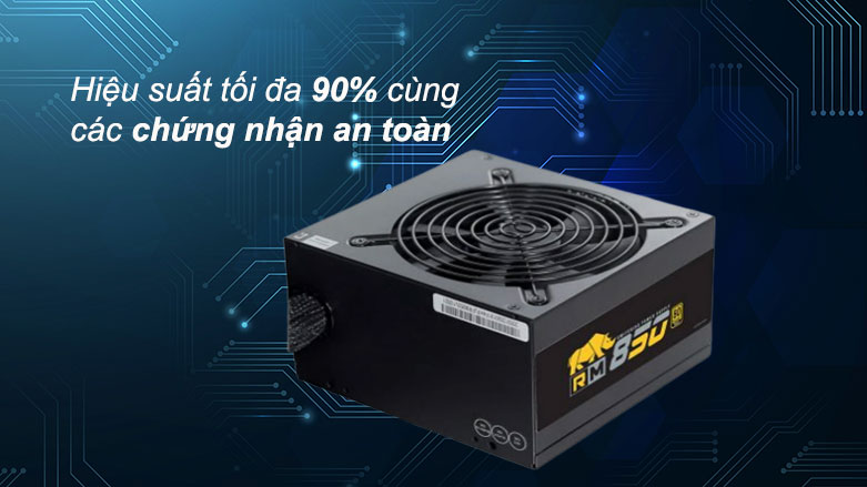 Nguồn máy tính Jetek Rhino RM850 - 850W - 2 Dây CPU - 80plus Gold | Hiệu suất 90%