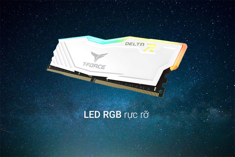 RAM desktop TEAM T-Force Delta White RGB 16GB| LED rục rỡ
