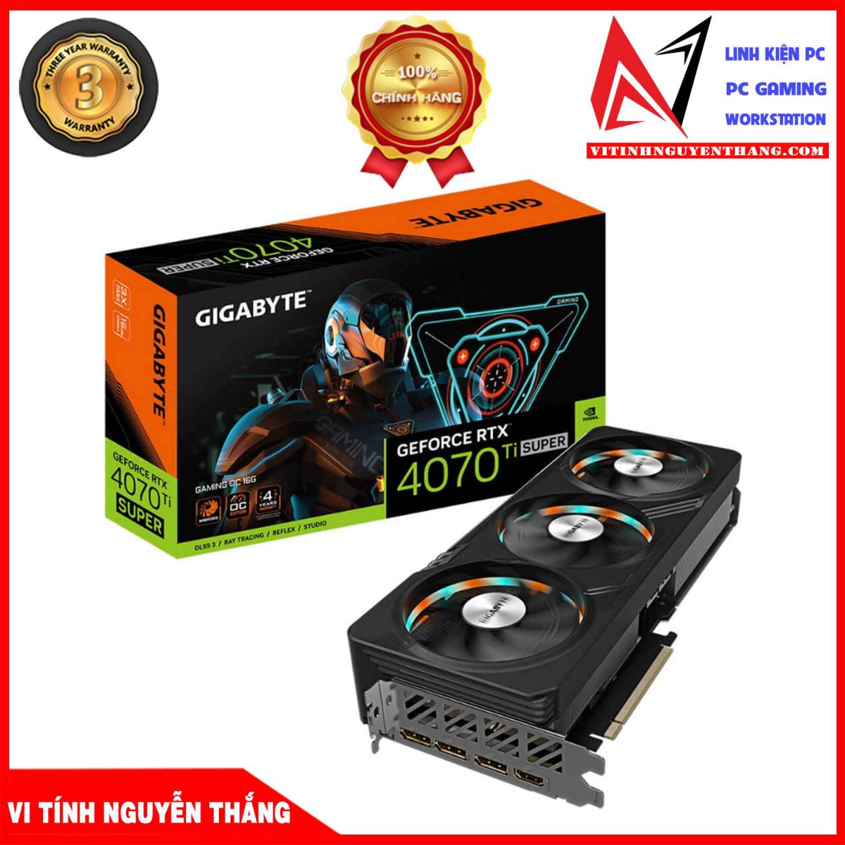GIGABYTE GẺOCE RTX 4070 Ti SUPER WINFORCE GAMING OC 12GB - VI TÍNH NGUYÊN THẮNG