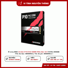 Ổ cứng SSD Airdisk P10 M.2 2280 PCIe Gen 3×4 NVMe 256GB (Tốc độ đọc: 3200Mb/s; Tốc độ ghi: 3000Mb/s )