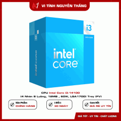 CPU Intel Core i3-14100 (4 Nhân 8 Luồng, 12MB , 60W, LGA1700) Tray (FV)