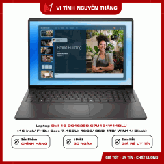 Laptop Dell 16 DC16250-C7U161W11BLU (16 inch/ FHD+/ Core 7-150U/ 16GB/ SSD 1TB/ WIN11/ Black)
