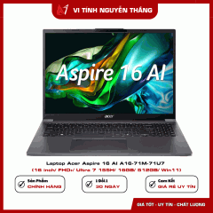 Laptop Acer Aspire 16 AI A16-71M-71U7 (16 inch/ FHD+/ Ultra 7 155H/ 16GB/ 512GB/ Win11)