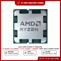 CPU AMD RYZEN 5 7500X3D ( 6 NHÂN 12 LUỒNG / Turbo 4.5GHz / 102MB ) NEW TRAY CHÍNH HÃNG