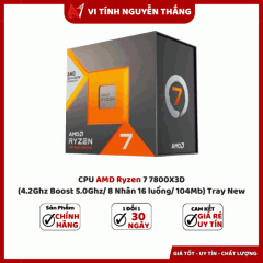 CPU AMD Ryzen 7 7800X3D (4.2Ghz Boost 5.0Ghz/ 8 Nhân 16 luồng/ 104Mb) Tray 