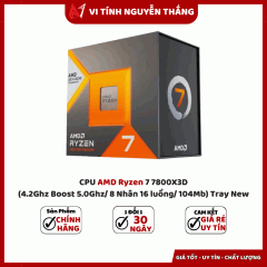 CPU AMD Ryzen 7 7800X3D (4.2Ghz Boost 5.0Ghz/ 8 Nhân 16 luồng/ 104Mb) Tray New 