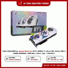 VGA COLORFUL Igame Geforce RTX 3060 Ti Ultra OC White 8G-V (8GB GDDR6, 256-Bit, Hdmi +Dp, 1X8-Pin)
