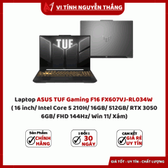 Laptop ASUS TUF Gaming F16 FX607VJ-RL034W ( 16 inch/ Intel Core 5 210H/ 16GB/ 512GB/ RTX 3050 6GB/ FHD 144Hz/ Win 11/ Xám)