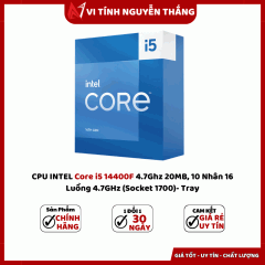 CPU INTEL CORE I5 14400F TRAY NEW (UP TO 4.70GHZ, 10 NHÂN 16 LUỒNG, 20MB CACHE, LGA 1700)