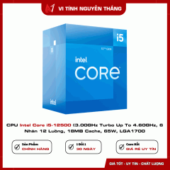CPU Intel Core i5-12500 (3.00GHz Turbo Up To 4.60GHz, 6 Nhân 12 Luồng, 18MB Cache, 65W, LGA1700) Box Chính Hãng - Giữ lại Box để bảo hành        