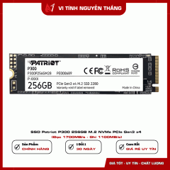 SSD Patriot P300 256GB M.2 NVMe PCIe Gen3 x4 (Đọc 1700MB/s - Ghi 1100MB/s)