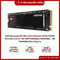 SSD Samsung 990 PRO with Heatsink 1TB M.2 NVMe PCIe Gen 4.0 x4 - MZ-V9P1T0GW(Đọc 8000MB/s - Ghi 7450MB/s) Box Công Ty 