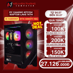 PC GAMING NTCGM RAPTOR LAKE 14TH ( B760 - I5 14600KF - 32G - 1TB NVME - RTX 5060 TI 16G )