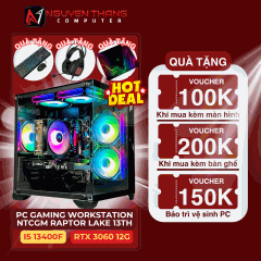 PC GAMING WORKSTATION NTCGM RAPTOR LAKE 13 ( B760M - I5 13400F - 16G - 500G NVME - RTX 3060 12G )