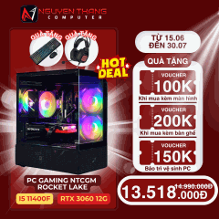 PC GAMING NTCGM ROCKET LAKE (H510 - 11400F - RAM 16GB - SSD 256GB - RTX 3060 12GB)
