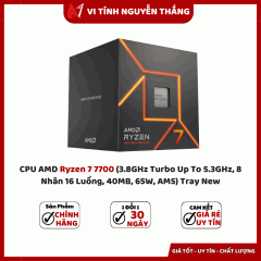 CPU AMD Ryzen 7 7700 (3.8GHz Turbo Up To 5.3GHz, 8 Nhân 16 Luồng, 40MB, 65W, AM5) Tray New