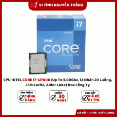 CPU INTEL CORE I7-12700K (Up To 5.00Ghz, 12 Nhân 20 Luồng, 25M Cache, Alder LAKe) Box Công Ty