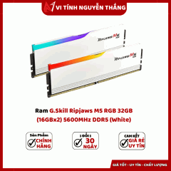 Ram G.Skill Ripjaws M5 RGB 32GB (16GBx2) 5600MHz DDR5 (White)