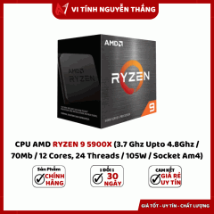CPU AMD RYZEN 9 5900X (3.7 Ghz Upto 4.8Ghz / 70Mb / 12 Cores, 24 Threads / 105W / Socket Am4)