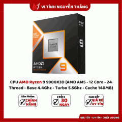 CPU AMD Ryzen 9 9900X3D (AMD AM5 - 12 Core - 24 Thread - Base 4.4Ghz - Turbo 5.5Ghz - Cache 140MB)