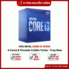 CPU INTEL CORE I3-10100 4 Cores 8 Threads 4.3Ghz Turbo - Tray New