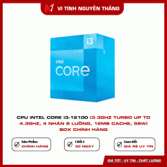 CPU INTEL CORE I3-12100 (3.3Ghz Turbo Up To 4.3Ghz, 4 Nhân 8 Luồng, 12Mb Cache, 58W) Box Chính Hãng