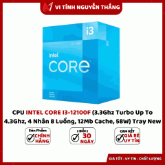 CPU INTEL CORE I3-12100F (3.3Ghz Turbo Up To 4.3Ghz, 4 Nhân 8 Luồng, 12Mb Cache, 58W) Tray New 