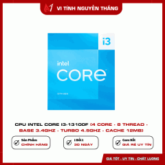 CPU INTEL CORE I3-13100F (4 Core - 8 Thread - BaSE 3.4Ghz - Turbo 4.5Ghz - Cache 12Mb)