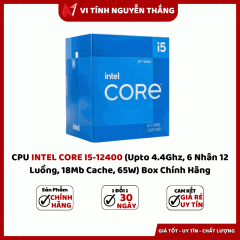 CPU INTEL CORE I5-12400 (Upto 4.4Ghz, 6 Nhân 12 Luồng, 18Mb Cache, 65W)  Box  Chính Hãng