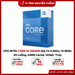  CPU INTEL CORE I5-14600K (Up To 5.3Ghz, 14 Nhân 20 Luồng, 24Mb Cache, 125W)- Tray