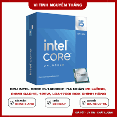 CPU Intel Core i5-14600KF (14 Nhân 20 Luồng, 24MB Cache, 125W, LGA1700) Box Chính Hãng