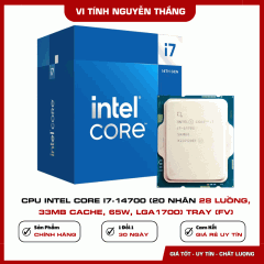 CPU Intel Core i7-14700 (20 Nhân 28 Luồng, 33MB Cache, 65W, LGA1700) Tray (FV)