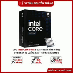 CPU Intel Core Ultra 5 225F Box Chính Hãng ( 10 Nhân 10 Luồng / 2.7 - 4.9 GHz / 20MB )