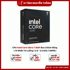 CPU Intel Core Ultra 7 265F Box Chính Hãng ( 14 Nhân 14 Luồng / 2.9 - 5.3 GHz / 36MB )