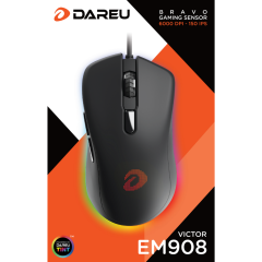  Chuột Gaming Dareu Em908 Black (Led RGB, AVAGo 3050)