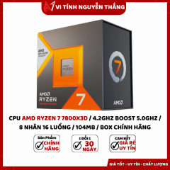 CPU AMD RYZEN 7 7800X3D / 4.2Ghz Boost 5.0Ghz / 8 Nhân 16 Luồng / 104Mb / Box Chính Hãng