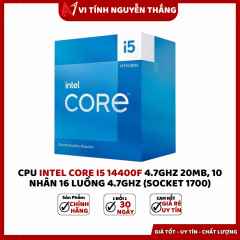 CPU INTEL Core i5 14400F 4.7Ghz 20MB, 10 Nhân 16 Luồng 4.7GHz (Socket 1700)