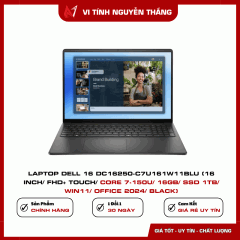 Laptop Dell 16 DC16250-C7U161W11BLU (16 inch/ FHD+ Touch/ Core 7-150U/ 16GB/ SSD 1TB/ WIN11/ Office 2024/ Black)