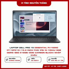 Laptop Dell Pro 15 Essential PV15250 (P112F013) (15.6 inch/ FHD/ IPS/ i5-1354U/ 8GB DDR5/ SSD 512GB/ DOS/ Carbon Black) Nhập Khẩu