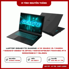 LAPTOP GIGABYTE GAMING A16 (GA6H) i5-13420H /16GD5/512SSD/16.0FHD+/165Hz/WF6E/BT/76Wh/8G_RTX 5050/RGB/W11SL/ĐEN