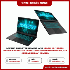 LAPTOP GIGABYTE GAMING A16 (GA6H) i7-13620H /16GD5/512SSD/16.0FHD+/165Hz/WF6E/BT/76Wh/6G_RTX 4050/LEDKB/W11SL/ĐEN