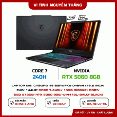 Laptop MSI Cyborg 15 B2RWFKG-048VN (15.6 inch/ FHD/ 144Hz/ Core 7-240H/ 16GB (8GBx2) DDR5/ SSD 512GB/ RTX 5060 8GB/ Win11SL/ Balo/ Black)