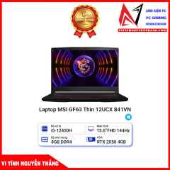 LAPTOP MSI Thin GF63 12UCX-841VN (15.6INCH/ FHD/ IPS/ 144Hz/ I5-12450H/ 8GB/ SSD M.2 512GB/ RTX2050