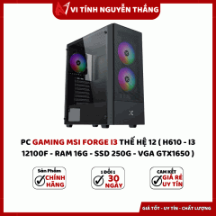 PC GAMING MSI FORGE I3 THẾ HỆ 12 ( H610 - I3 12100F - RAM 16G - SSD 250G - VGA GTX1650 )