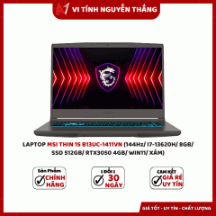 LAPTOP MSI THIN 15 B13UC-1411VN (144Hz/ I7-13620H/ 8GB/ SSD 512GB/ RTX3050 4GB/ WIN11/ XÁM)