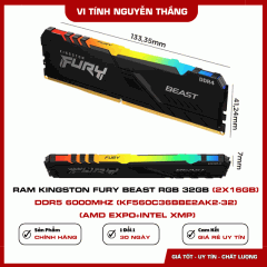 Ram Kingston FURY Beast RGB CL36 32GB (16GBx2) 6000MHz DDR5 (KF560C36BBE2AK2-32WP)