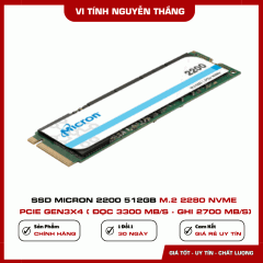 SSD Micron 2200 512GB M.2 2280 NVMe PCIe Gen3x4 ( Đọc 3300 Mb/s - Ghi 2700 Mb/s)