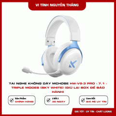 Tai nghe không dây MCHOSE HW-V9-3 Pro - 7.1 - Triple Modes (Sky White) (Giữ lại Box để bảo hành)