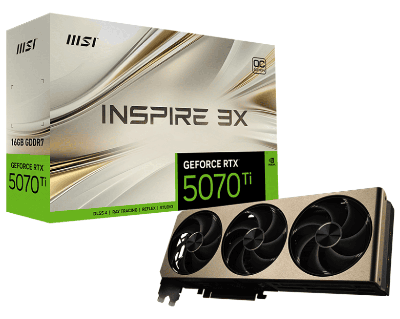 Card màn hình MSI GeForce RTX 5070 Ti 16G INSPIRE 3X OC PLUS